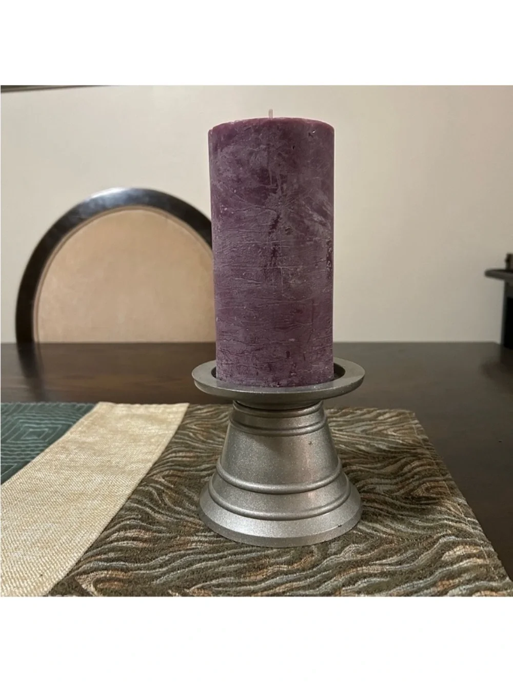 Pottery Barn Vintage 90’s Lavender Candle on Silver metal Holder home decor